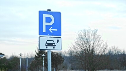 Electric Car Dedicated Parking Spot with Power Plugin Charger