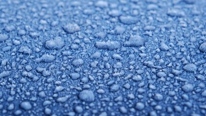 Frozen Dew Drops on Metal Car Chassis On Cold Winter Morning