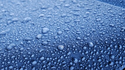 Frozen Dew Drops on Metal Car Chassis On Cold Winter Morning