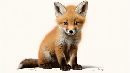 Fototapeta premium Fox cub on white background