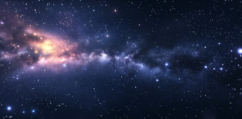 Obraz na płótnie Canvas A dazzling galaxy, ablaze with stars and cosmic dust, stretching across the night sky.