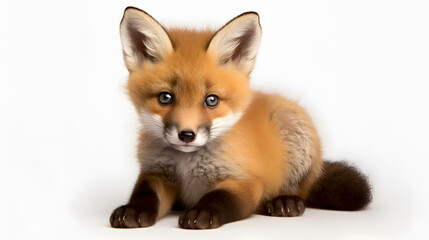 Fox cub on white background