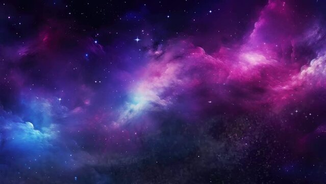 Abstract space background from the galaxy and bright glowing stars and constellations. seamless looping time-lapse virtual video animation background