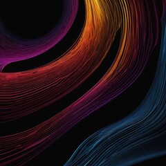 abstract wave pattern on black background with various shades of color,