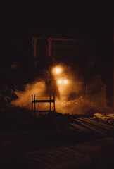Fototapeta na wymiar excavator in the night