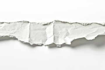 Close-up of a Torn Strip of Newspaper on a White Background