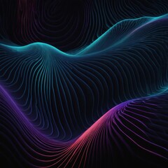 abstract wave pattern on black background with various shades of color,