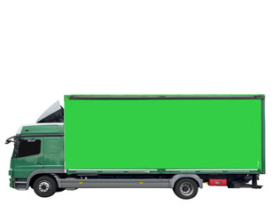 Plain delivery truck isolated on white background.  Delivery business cargo truck isolated.