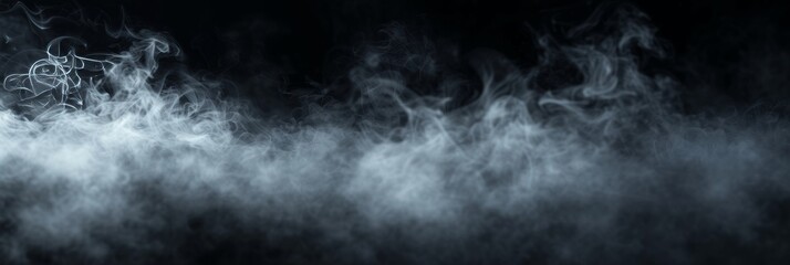 Fototapeta premium Dense Swirling Fog and Smoke on Dark Background - Mysterious and Spooky Atmospheric Effect