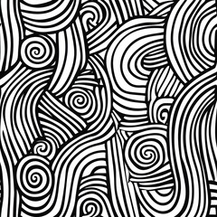 Seamless abstract line pattern with bold doodle lines against a white background.
