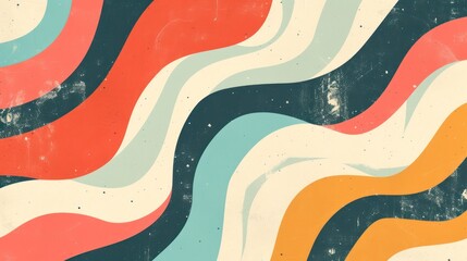 Fototapeta premium Vintage-colored retro abstract design with a groovy vibe, perfect for a wide website shop banner background. 
