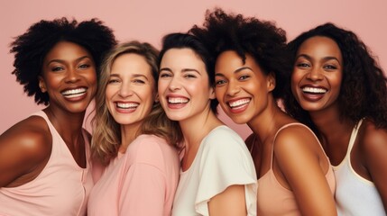 Portrait, Beauty And Smile With A Group Of Funny Women Looking Happy At Anti Aging Treatment. Skincare Concept