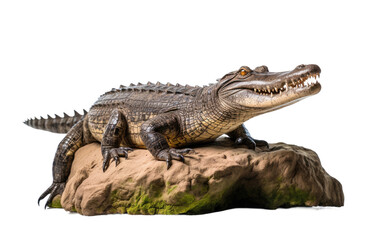 Crocodile Standing Firm on a Stone isolated on transparent Background