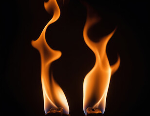 Bright Orange Flames on Dark Background