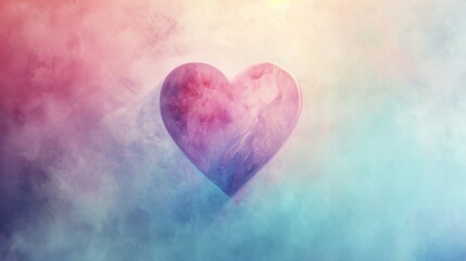  a pink and blue heart in the middle of a cloud of smoke on a blue, pink, and red background with a yellow light in the middle of the middle.