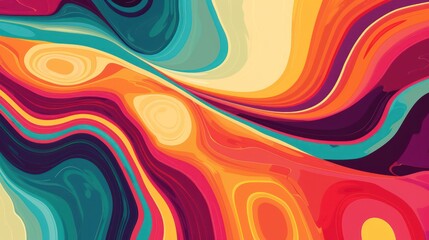 Retro groovy abstract design in vintage colors, perfect for a wide website shop banner background. - obrazy, fototapety, plakaty