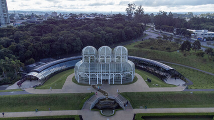 aerial view of the Curitiba Botanical Garden, one of the main tourist attractions in the city of...