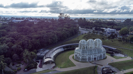 aerial view of the Curitiba Botanical Garden, one of the main tourist attractions in the city of Curitiba, capital of the Brazilian state of Paraná.