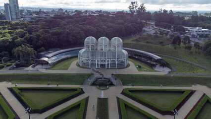 aerial view of the Curitiba Botanical Garden, one of the main tourist attractions in the city of Curitiba, capital of the Brazilian state of Paraná.