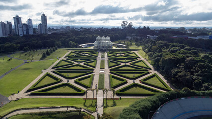 aerial view of the Curitiba Botanical Garden, one of the main tourist attractions in the city of Curitiba, capital of the Brazilian state of Paraná.