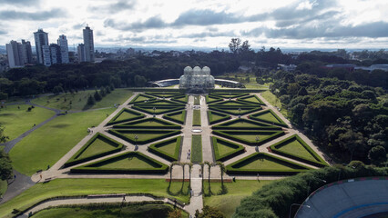 aerial view of the Curitiba Botanical Garden, one of the main tourist attractions in the city of Curitiba, capital of the Brazilian state of Paraná.