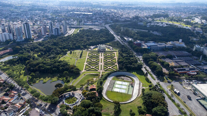 aerial view of the Curitiba Botanical Garden, one of the main tourist attractions in the city of...