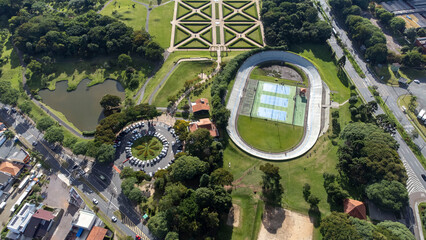 aerial view of the Curitiba Botanical Garden, one of the main tourist attractions in the city of Curitiba, capital of the Brazilian state of Paraná.