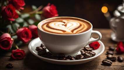 Ciepła kawa z artystycznym sercem