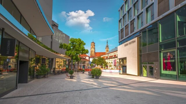 Stuttgart main square in old town time lapse hyperlapse footage, stuttgart city germany.