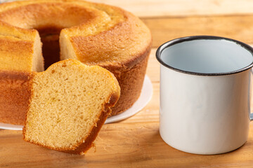 Orange cake, beautiful orange cake and accessories on rustic wood, selective focus.