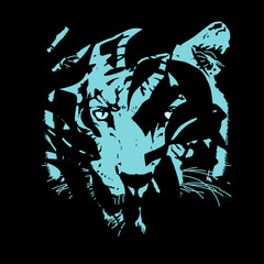  T-shirt design with a tiger head hidden behind leaves