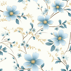 Fototapeta na wymiar Seamless gentle background with watercolor forget-me-not. Beautiful pattern. Summer, cute, sky-blue little flowers. Raster illustration. Perfect for wrapping paper, decor, textiles, and web design.