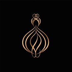 A luxury and elegant logo design for a jewelry store with golden color, isolated on a black background.