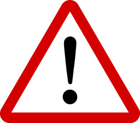 Red and White Triangular Warning or Attention Sign with Exclamation Mark Icon. Vector Image.