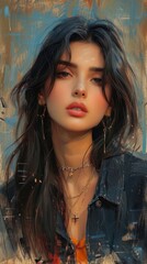 Fototapeta premium A painting of a woman with long hair
