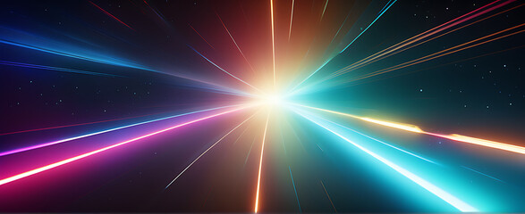 Naklejka premium Lightspeed, hyperspace, space warp background. Colorful streaks of light gathering towards the event horizon.