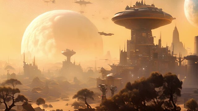 Fantasy alien planet 3d render illustration Fantasy world	