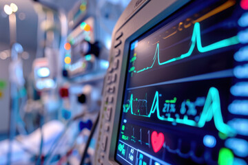 close-up of a heart monitor with a readout