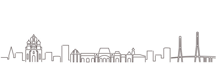 Vladivostok Dark Line Simple Minimalist Skyline With White Background