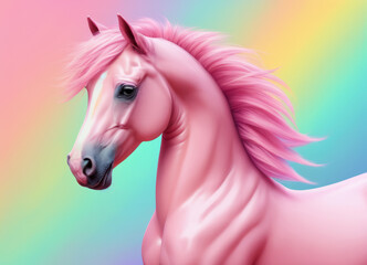 Obraz na płótnie Canvas Mystical Pink Mane Horse Portrait