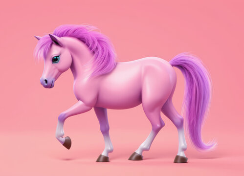 Mystical Pink Mane Horse Portrait