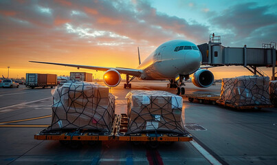 Aircraft is being serviced by airfield ground services. Business Cargo Solutions, Airplane Being...
