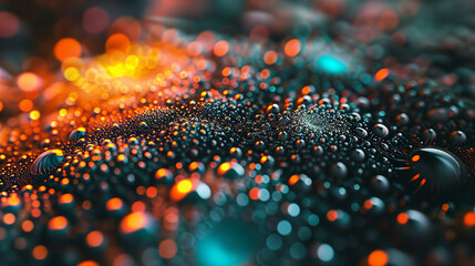 Abstract background of beautiful multicolored volumetric 3D drops, fantasy illustration, fantastic phenomenon