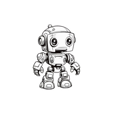 Cute robot mascot logo flat vector design