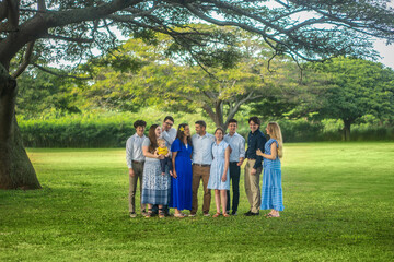 a family all outside together 