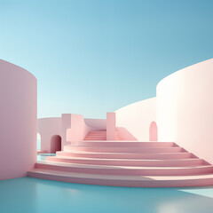 image of minimalist modern architecture in pastel color - 728845400