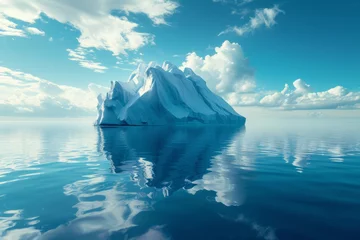Wall murals Reflection A large piece of iceberg floating in the ocean, reflected in calm sea water. Beautiful glacial landscape