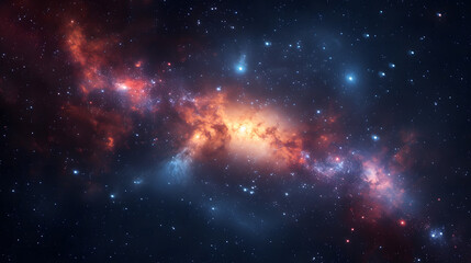 Fototapeta na wymiar an image of the galaxy with colored stars in it, in the style of ethereal atmosphere, light red and azure, infrared filters, dark black and orange, highly detailed