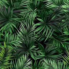 PALMS vector seamless pattern with exotic jungle leaves © amelia
