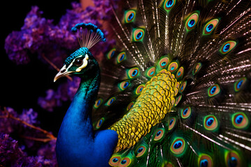 Obraz premium Peacock Portrait Capturing the Vibrant Majesty
